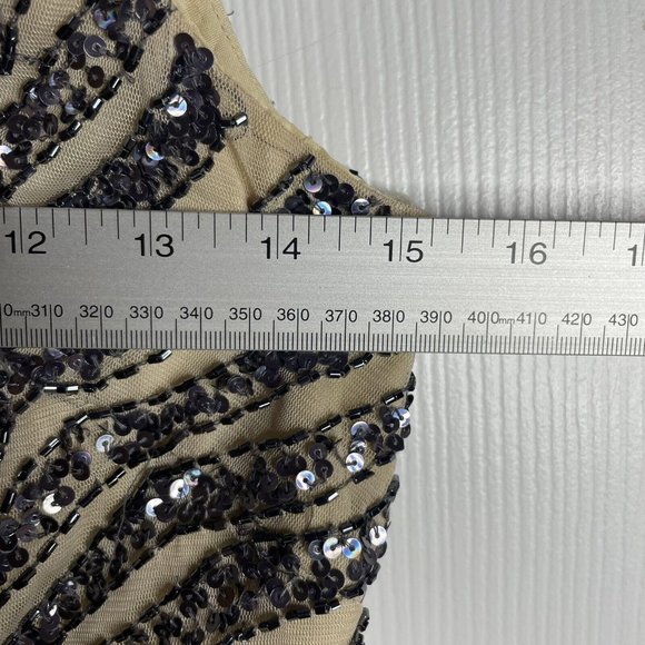 Basix Black Label Sequin Beaded Sleeveless Mini Dress Size 4 Cocktail Formal - Picture 5 of 9